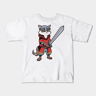 In armor with long sword - raccoon Kids T-Shirt